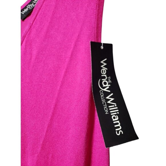 Wendy Williams Collection Fuscia Pink Sleeveless V Neck Sweater Dress Size Large - Picture 5 of 7